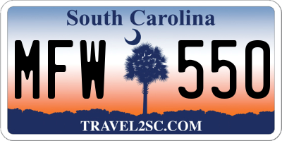 SC license plate MFW550