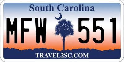 SC license plate MFW551