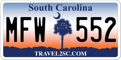 SC license plate MFW552