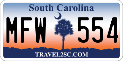 SC license plate MFW554