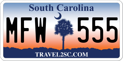 SC license plate MFW555