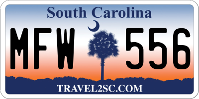 SC license plate MFW556