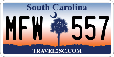 SC license plate MFW557