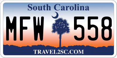 SC license plate MFW558