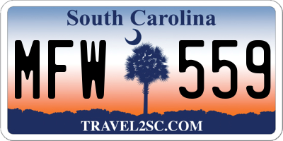 SC license plate MFW559