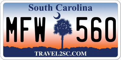 SC license plate MFW560