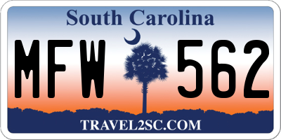 SC license plate MFW562