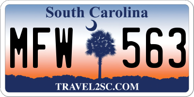 SC license plate MFW563