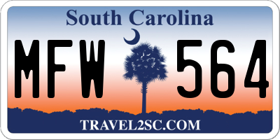 SC license plate MFW564