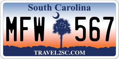 SC license plate MFW567