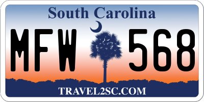 SC license plate MFW568