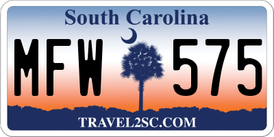 SC license plate MFW575