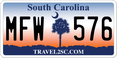 SC license plate MFW576