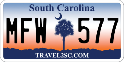 SC license plate MFW577