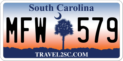 SC license plate MFW579