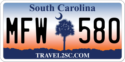 SC license plate MFW580