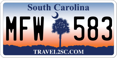 SC license plate MFW583