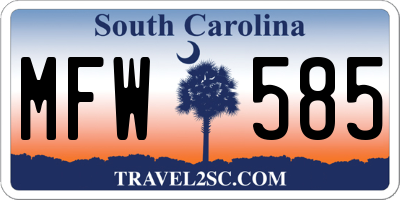 SC license plate MFW585