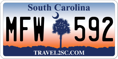 SC license plate MFW592