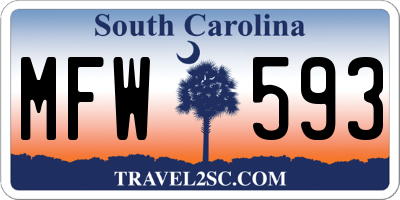 SC license plate MFW593