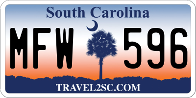 SC license plate MFW596