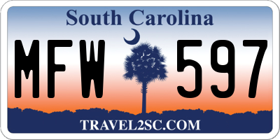 SC license plate MFW597