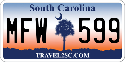 SC license plate MFW599