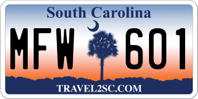 SC license plate MFW601
