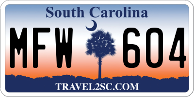 SC license plate MFW604