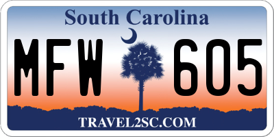 SC license plate MFW605