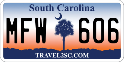 SC license plate MFW606