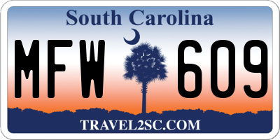SC license plate MFW609