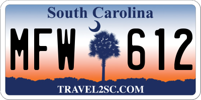 SC license plate MFW612