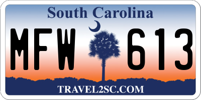 SC license plate MFW613