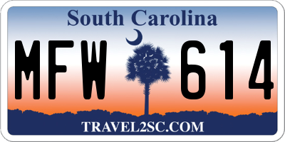 SC license plate MFW614