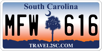 SC license plate MFW616