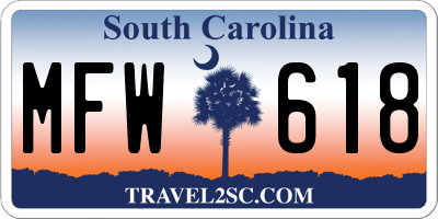 SC license plate MFW618