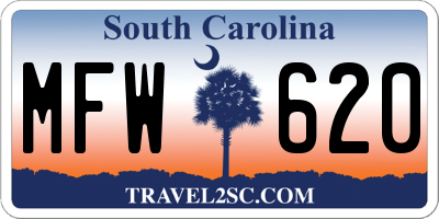 SC license plate MFW620