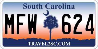 SC license plate MFW624