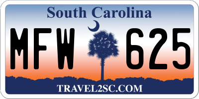 SC license plate MFW625