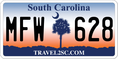 SC license plate MFW628