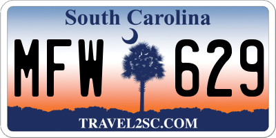 SC license plate MFW629