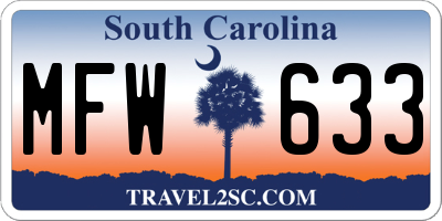 SC license plate MFW633
