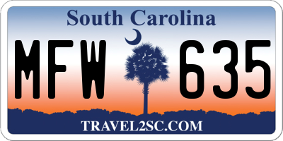 SC license plate MFW635