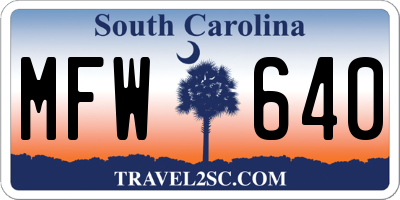 SC license plate MFW640