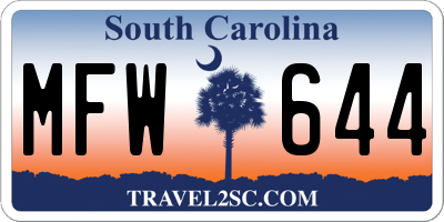 SC license plate MFW644