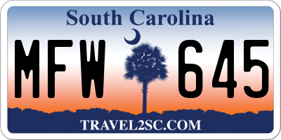 SC license plate MFW645