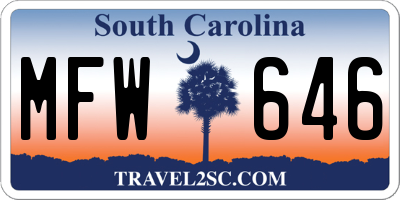 SC license plate MFW646