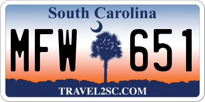SC license plate MFW651