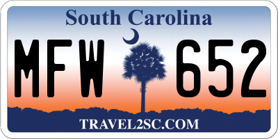SC license plate MFW652